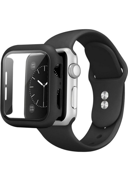 Apple Watch Uyumlu 44 mm Kordon Kayış 360 Komple Çerçeve Korumalı 2 In 1 Silikon