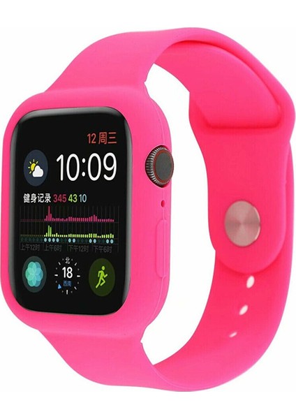 Apple Watch Uyumlu 44 mm Kordon Kayış 360 Komple Çerçeve Korumalı Silikon