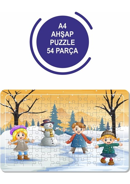 Kardan Adam Oyun Zamanı A4 54 Parça Puzzle, Oyuncak, Yapboz