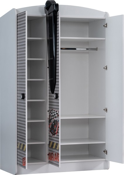 Sports Çocuk Odası Takımı, Beyaz - Merso Arabalı Yatak - Dolap - Masa - Şifonyer - Kitaplık modelleri