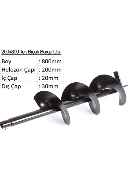 Tek Bıçak Toprak Burgu Ucu 200 x 800 mm