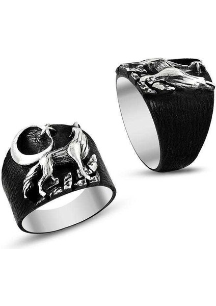 Gümüş Bozkurt Desenli Erkek Yüzük