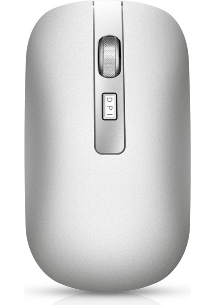 Çift Modlu Kablosuz Fare USB + Bluetooth 5.1 Şarj Edilebilir (Gümüş) (Yurt Dışından)