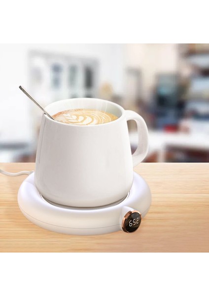 Akıllı USB Kahve Kupa Isıtıcı Pad Masa Coaster Kupası Isıtıcı Için 10 W LED Ekran Beyaz