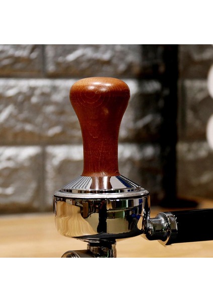 Espresso Kahve Kurcalama Kalibre Edilmiş Kurcalama Ahşap Sapı Basın Kahve Tozu Için 51MM