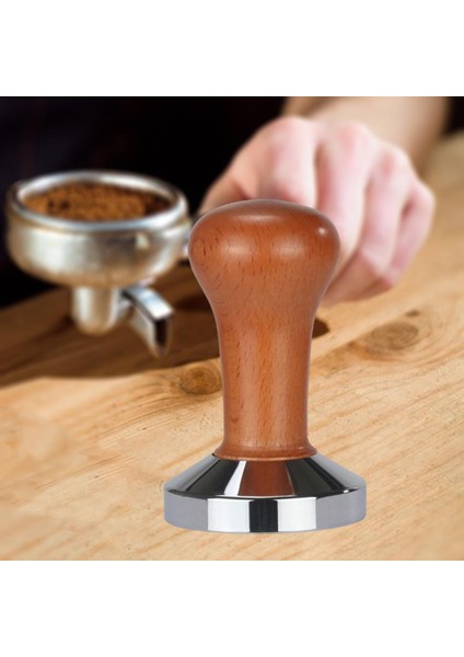 Espresso Kahve Kurcalama Kalibre Edilmiş Kurcalama Ahşap Sapı Basın Kahve Tozu Için 51MM