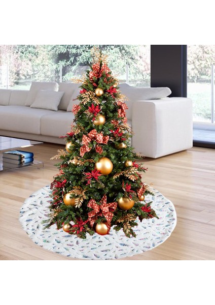 Tüyler Noel Ağacı Etek Kalın Karlı Beyaz Ağaç Mat Dekor Süsleme Renkli 90 cm indirimleri