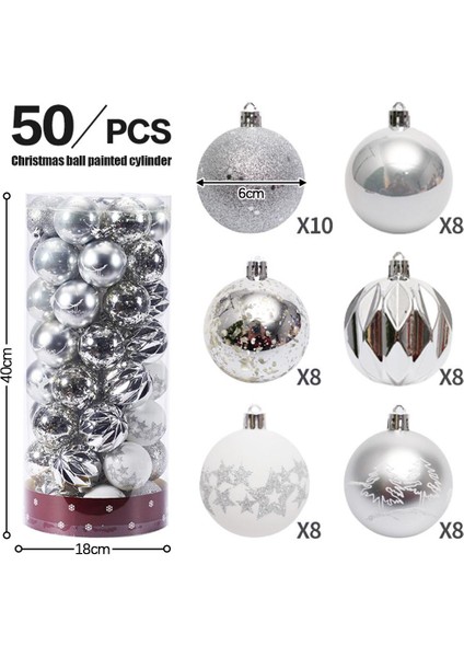 Baosity Paramparça Noel Top Süsler 50 Adet Baubles Şenlikli Dekorasyon Için Kırmızı Yeşil Beyaz(Yurt Dışından)