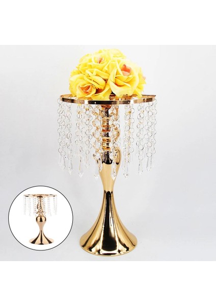 Püskül Mumluk Sütun Mum Centerpiece Çiçek Vazo H 26 Cm, Gümüş H 26CM Gümüş