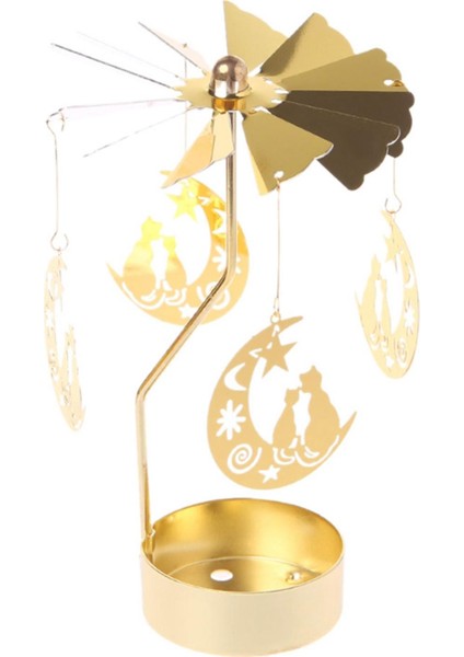 Baosity Dönen Mumluk Altın Metal Tealight Tutucu Şamdan Masa Süsleme Ay ve Kedi(Yurt Dışından) fiyatları