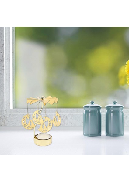 Baosity Dönen Mumluk Altın Metal Tealight Tutucu Şamdan Masa Süsleme Ay ve Kedi(Yurt Dışından) modelleri