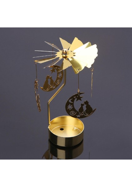 Baosity Dönen Mumluk Altın Metal Tealight Tutucu Şamdan Masa Süsleme Ay ve Kedi(Yurt Dışından) indirimleri