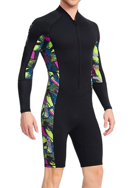 B Baosity Erkekler 1.5mm Wetsuit Shorty Uzun Kollu Uv Koruma Spearfishing Sörf Xxxl Için