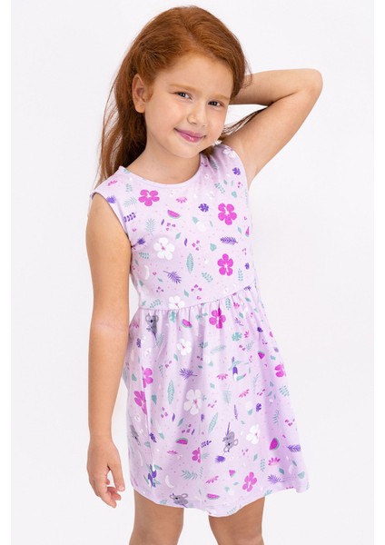 Floral Pattern Açık Lila Kız Çocuk Elbise fiyatları