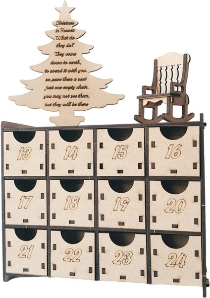 Tatil Hediyeleri Için LED Işık Ile Yeniden Kullanılabilir Noel Ahşap Advent Takvimi
