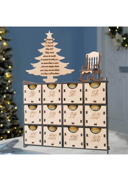Tatil Hediyeleri Için LED Işık Ile Yeniden Kullanılabilir Noel Ahşap Advent Takvimi