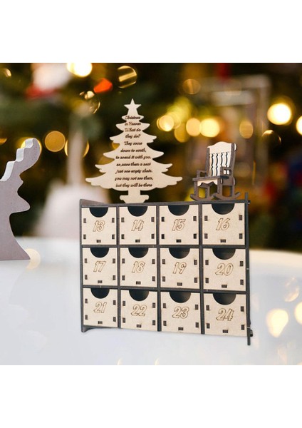 Tatil Hediyeleri Için LED Işık Ile Yeniden Kullanılabilir Noel Ahşap Advent Takvimi