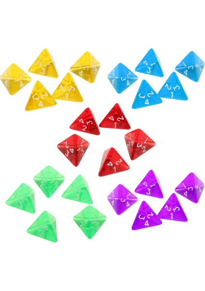 100 Adet Kırmızı Zar Set D4 Dört Taraflı Gem Zar 2 cm 4-Die Zar Oyuncu Için Rpg Zar