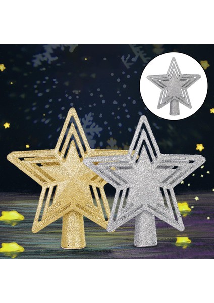 3D Yılbaşı Ağacı Topper Işıklı Parti Süsleme LED Projektör Işık Gümüş