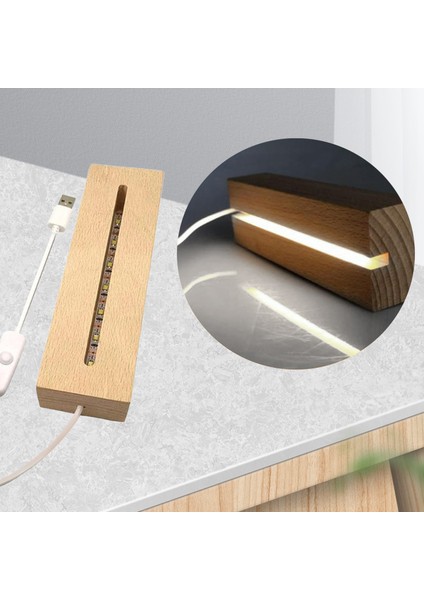 Sanat LED Işıkları Kristal Ekran Tutucu Lamba Baz Ahşap Işık Baz Standı 240MM Beyaz fiyatları