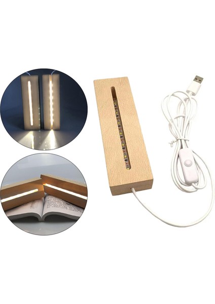 Sanat LED Işıkları Kristal Ekran Tutucu Lamba Baz Ahşap Işık Baz Standı 240MM Beyaz indirimleri