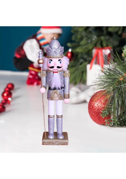 12 Inç Ahşap Fındıkkıran Kral Süsler Noel Dekorasyon Rakamlar Hediye Gümüş (Yurt Dışından)