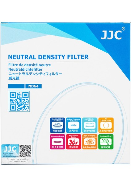 58MM ND64 Neutral Density Nd Filtre (6 Stop)