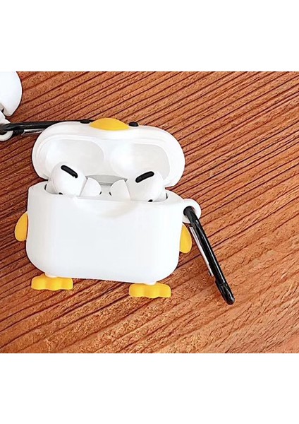 Airpods Pro Için Sevimli Ördek Kulaklık Kılıfı-Beyaz