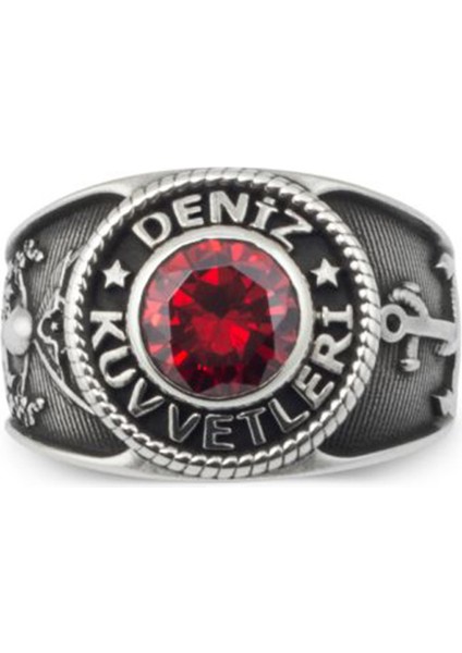 Çapa Figürlü Taşlı Deniz Kuvvetleri Yüzüğü