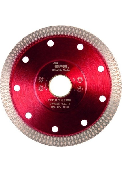 Hassas Kesim Ince Turbo Elmas Seramik - Çapraz Kesim Fayans Kesici 115 mm