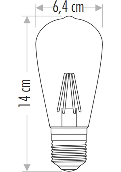 8W E27 ST64 3000K Günışığı Sarı Işık Uzun Flament Rustik LED Ampul E-27 CT-4353