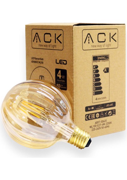 AB57-00420 4W Rustik LED Ampul 2200K E27 G100