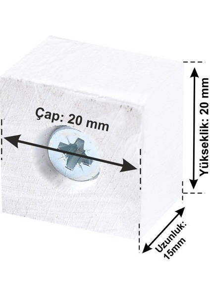 Masa Sandalye Mobilya Koltuk Ayak Yükseltici 6'lı Boy 15 mm En 20 mm Beyaz fiyatları