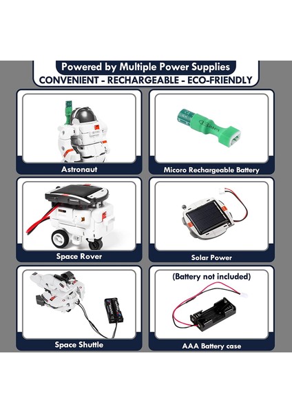 6'Sı 1 Arada Çocuklar İçin Güneş Enerjili Uzay Oyuncak Seti - Beyaz / Siyah (Yurt Dışından)