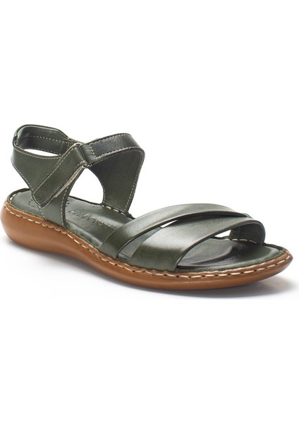 Yeşil Kadın Deri Sandalet 21507
