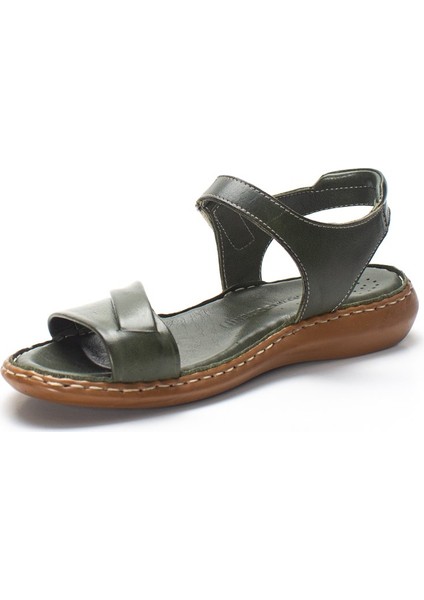 Yeşil Kadın Deri Sandalet 21507