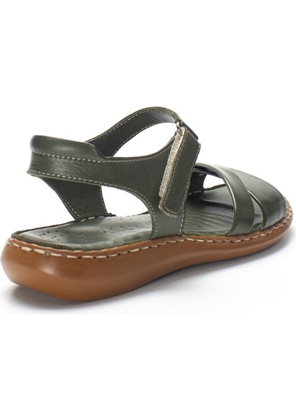 Yeşil Kadın Deri Sandalet 21507