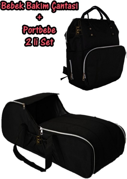 Portbebe Ana Kucağı ve Bebek Bakım Çantası İkili Set