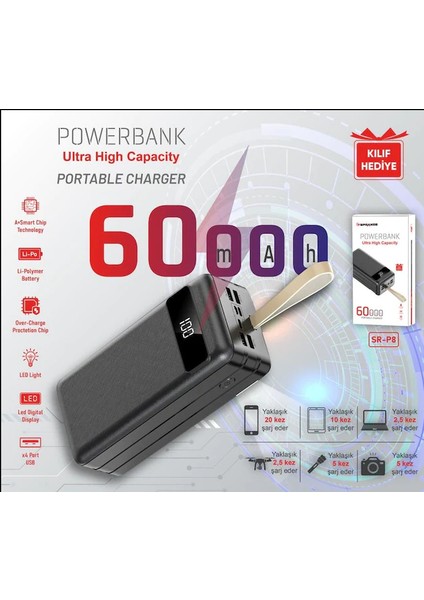 60.000 Mah 4 USB Powerbank