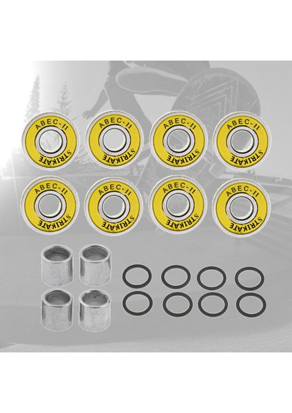 8 Adet Deluxe Kaykay Rulman Çift Korumalı Scooter Rulmanlar Parçaları Sarı (Yurt Dışından)