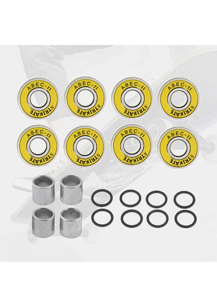 8 Adet Deluxe Kaykay Rulman Çift Korumalı Scooter Rulmanlar Parçaları Sarı (Yurt Dışından)