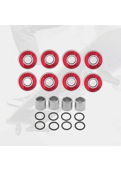 8 Adet Deluxe Kaykay Rulman Çift Korumalı Scooter Rulmanlar Parçaları Kırmızı (Yurt Dışından)