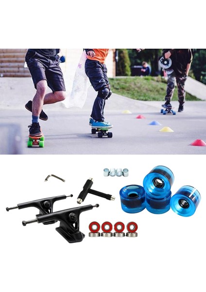 Alaşım 7 '' Kaykay Kamyon Köprü Rulmanlar Longboard Tekerlekler Rulo Anahtarı Temizle Mavi (Yurt Dışından)