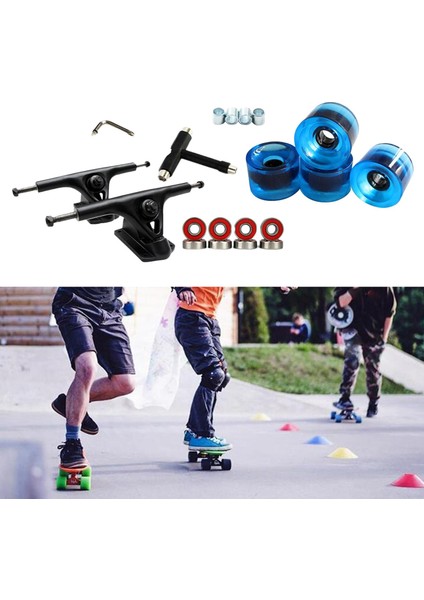 Alaşım 7 '' Kaykay Kamyon Köprü Rulmanlar Longboard Tekerlekler Rulo Anahtarı Temizle Mavi (Yurt Dışından)