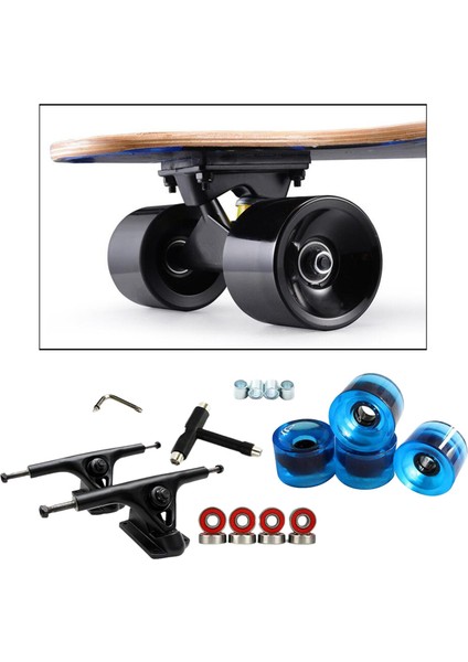 Alaşım 7 '' Kaykay Kamyon Köprü Rulmanlar Longboard Tekerlekler Rulo Anahtarı Temizle Mavi (Yurt Dışından)