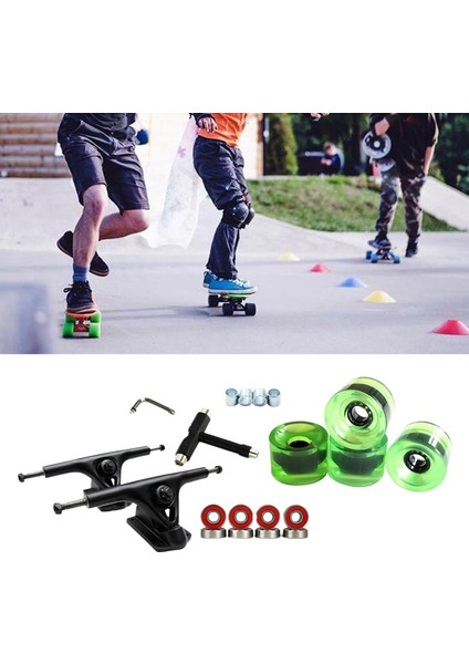 Alaşım 7 '' Kaykay Kamyon Köprü Rulmanlar Longboard Tekerlekler Rulo Anahtarı Temizle Yeşil (Yurt Dışından)