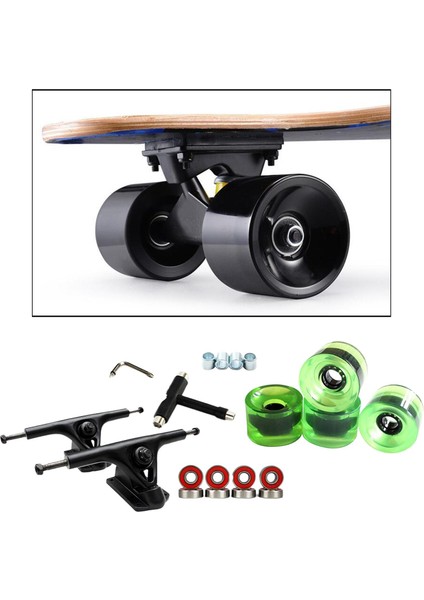 Alaşım 7 '' Kaykay Kamyon Köprü Rulmanlar Longboard Tekerlekler Rulo Anahtarı Temizle Yeşil (Yurt Dışından)
