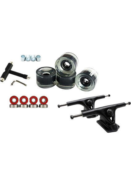 Alaşım 7 '' Kaykay Kamyon Köprü Rulmanlar Longboard Tekerlekler Rulo Anahtarı Şeffaf Siyah (Yurt Dışından)