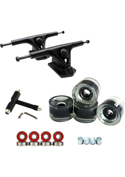 Alaşım 7 '' Kaykay Kamyon Köprü Rulmanlar Longboard Tekerlekler Rulo Anahtarı Şeffaf Siyah (Yurt Dışından)