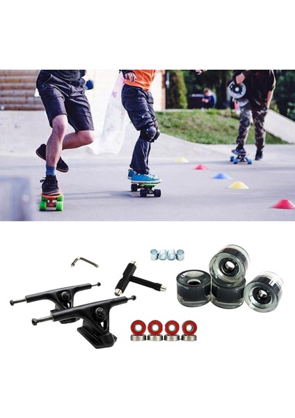 Alaşım 7 '' Kaykay Kamyon Köprü Rulmanlar Longboard Tekerlekler Rulo Anahtarı Şeffaf Siyah (Yurt Dışından)
